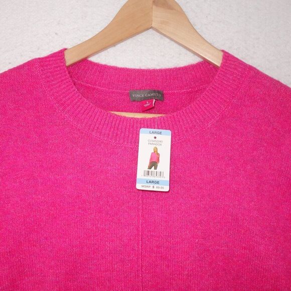 NEW Vince Camuto Center Seam Crewneck Soft Sweater Pink Paradox Women's Large - Picture 5 of 10
